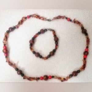 Multicolor Beaded Necklace and Bracelet Set